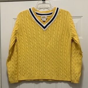 3/$15 Talbots 100% Cotton Vintage Yellow Knit Sweater Size Large Petite